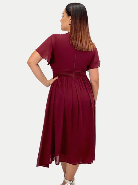 Abito midi curvy in chiffon con manica